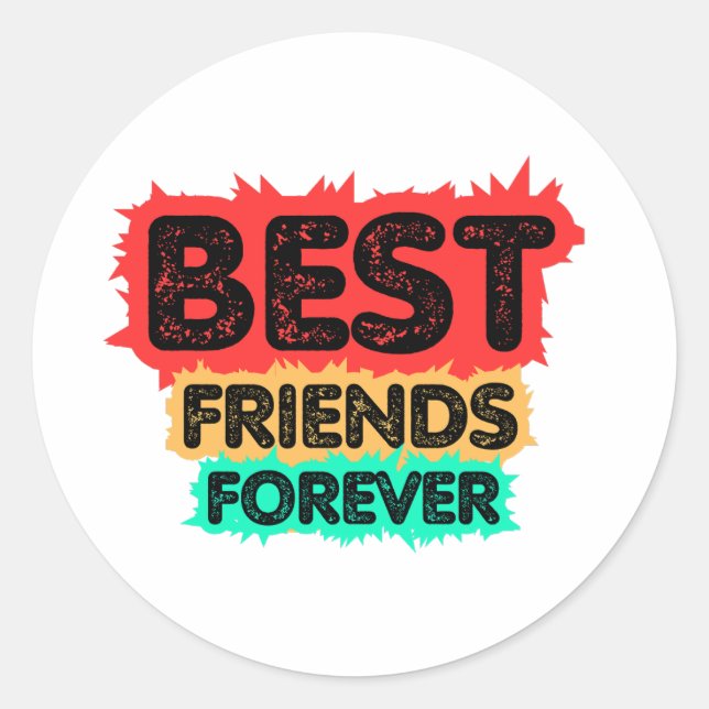 STICKER ROND BEST FRIENDS FOREVER RETRO FRIENDS, FRIENDSHIP (Devant)