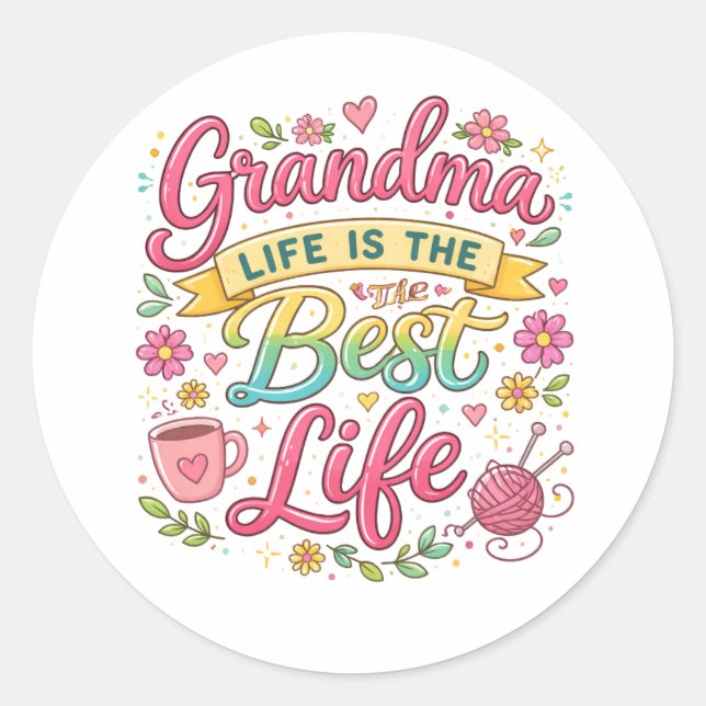 Sticker Rond Best Grandma Ever | Happy Grandparents Day Cute (Devant)