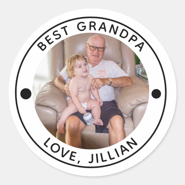 Sticker Rond BEST GRANDPA PAR PAR MONogramme photo (Devant)