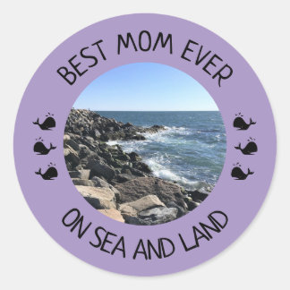 Sticker Rond Best Mom Ever Blue Ocean Photo