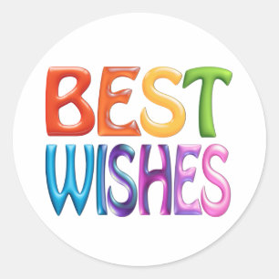 Sticker Rond BEST WISHES amusant coloré 3d comme carte de voeux