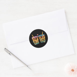 Sticker Rond Besteas rétro Pour toujours Bestie Thé Pun Amis mi