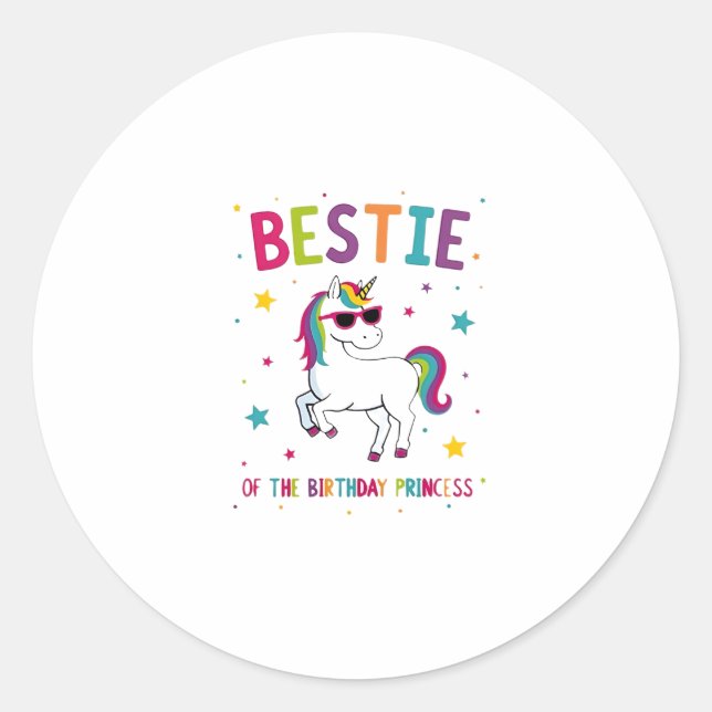 Sticker Rond Bestie of the Birthday Princess Girl Dabbing Unico (Devant)