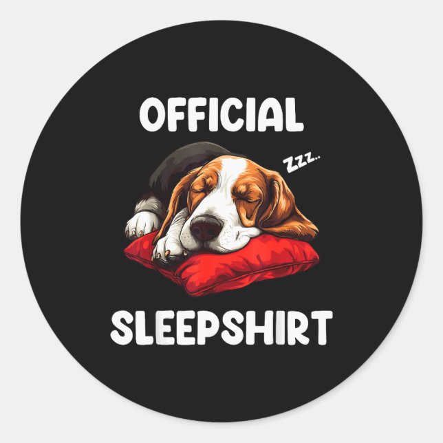 Sticker Rond Bet Hound Sleepshirt Dog Lover Pajama Sleepwear Fo (Devant)
