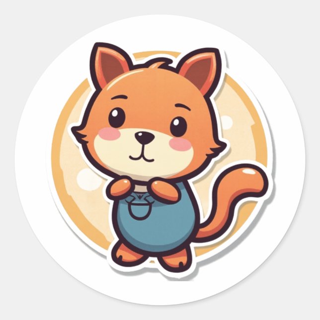 Sticker Rond Bête dans les salopettes (Devant)