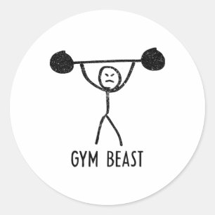 Sticker Rond Bête de gym exercice drôle de musculation forme ph