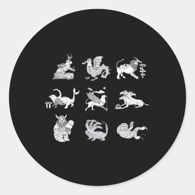 Sticker Rond Bêtes mythiques (Devant)