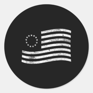 Sticker Rond Betsy Ross Drapeau Minimal - Histoire américaine P