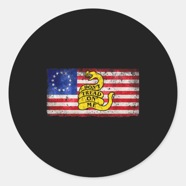 Sticker Rond Betsy Ross Flag Dont Tread Patriotic On Me For Men (Devant)