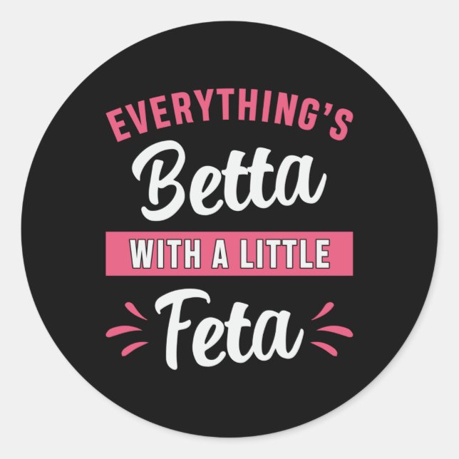 Sticker Rond Betta Fish Betta Avec Un Petit Poisson Feta De Com (Devant)