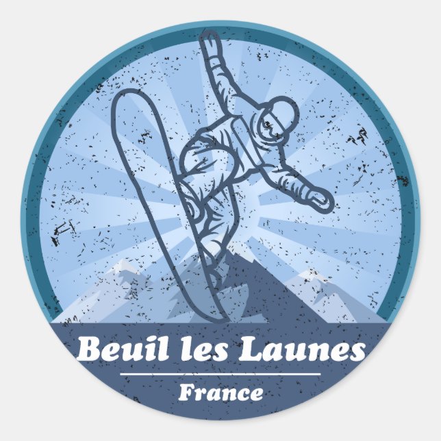 Sticker Rond Beuil les Launes Snowboard (Devant)