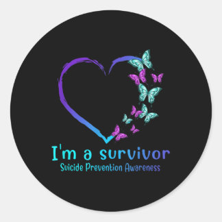 Sticker Rond Beurre Coeur Je Suis Survivant Suicide Prévention 