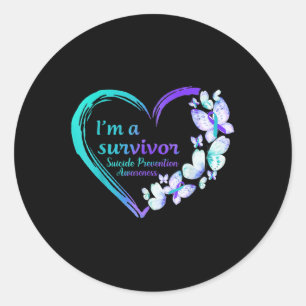 Sticker Rond Beurre Coeur Je Suis Survivant Suicide Prévention