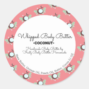 Sticker Rond Beurre Corporel à la Noix de Coco Marquage de l'Em