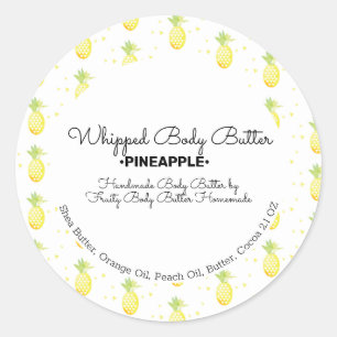 Sticker Rond Beurre corporel à l'ananas Emballage de la marque 