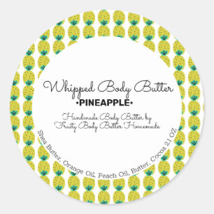 Sticker Rond Beurre Corporel à l'Ananas Emballage de Marque pou