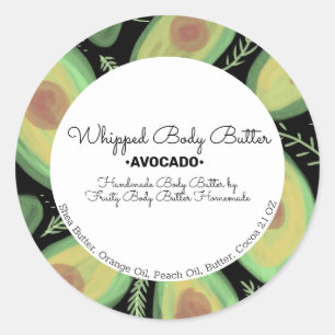 Sticker Rond Beurre Corporel à l'Avocat Marquage et Emballage d