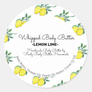 Sticker Rond Beurre Corporel Art Citron Emballage de Marque pou