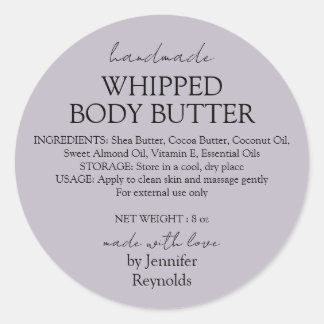 Sticker Rond Beurre Corporel Artisanal au Lilas Biologique