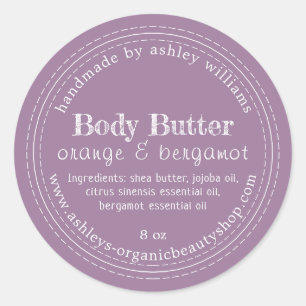 Sticker Rond Beurre corporel artisanal Bio Entreprise Purple