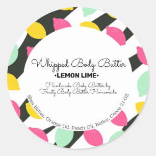 Sticker Rond Beurre Corporel au Citron Emballage de Marque pour