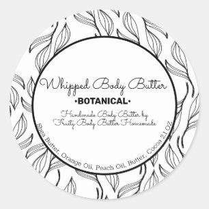 Sticker Rond Beurre Corporel Botanique Emballage De Marque De B