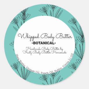 Sticker Rond Beurre Corporel Botanique Emballage De Marque De B