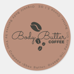 Sticker Rond Beurre Corporel Café Marquage de Savon de Bain