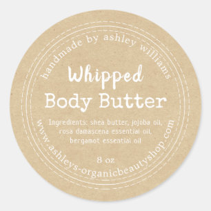 Sticker Rond Beurre Corporel Fait Main Kraft Biologique Étiquet