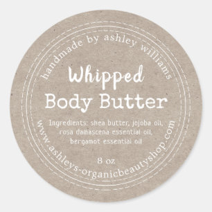 Sticker Rond Beurre Corporel Fait Main Kraft Biologique Étiquet