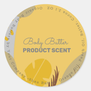 Sticker Rond Beurre Corporel Motif Biologique Savon de Bain Mar