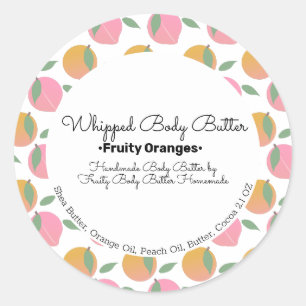 Sticker Rond Beurre Corporel Orange Pêche Emballage de Marque p