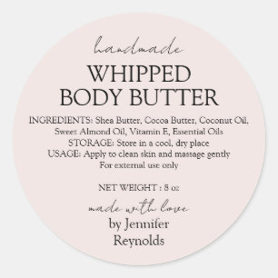 Sticker Rond Beurre Corporel Rose Pâle Biologique Entreprise Cl
