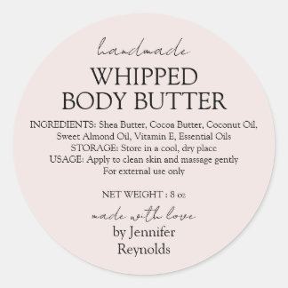 Sticker Rond Beurre Corporel Rose Pâle Biologique Entreprise Cl