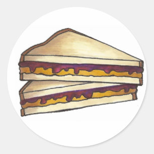 Sticker Rond Beurre d'arachide et sandwich à la gelée de raisin