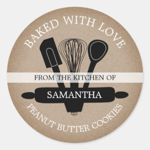 Sticker Rond Beurre d'arachide rustique Kraft Cookies faits mai