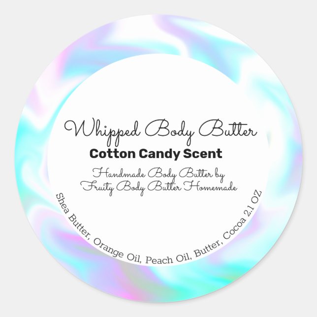 Sticker Rond Beurre de bonbon en coton Bain Marquage Emballage (Devant)