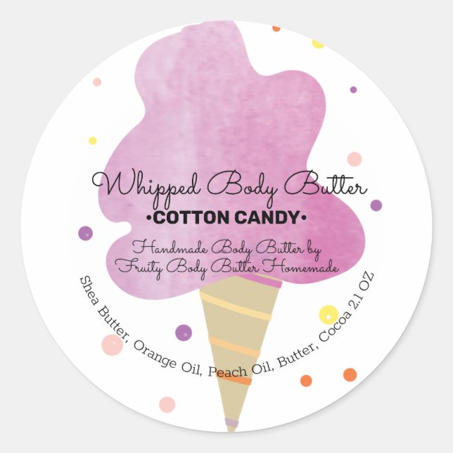 Sticker Rond Beurre de bonbon en coton Bain Marquage Emballage (Devant)