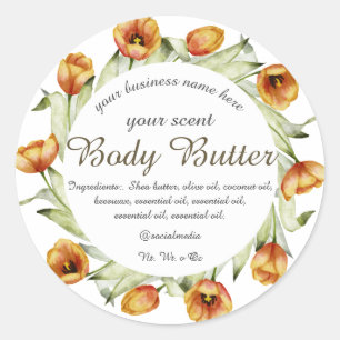 Sticker Rond beurre de caisse des tulipes d'aquarelle