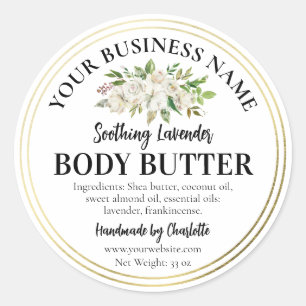 Sticker Rond Beurre de corps artisanal Pots de produit Petite e