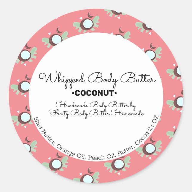 Sticker Rond Beurre de noix de coco marque emballage (Devant)