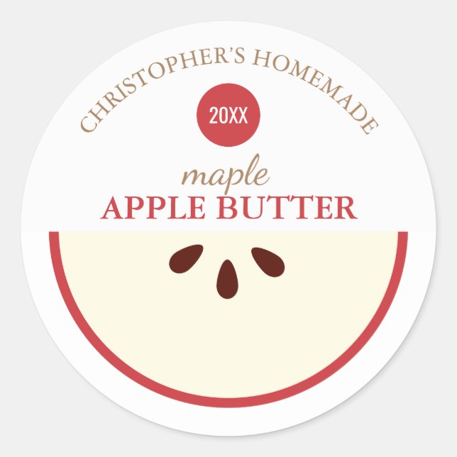 Sticker Rond Beurre de pomme fait maison (Devant)