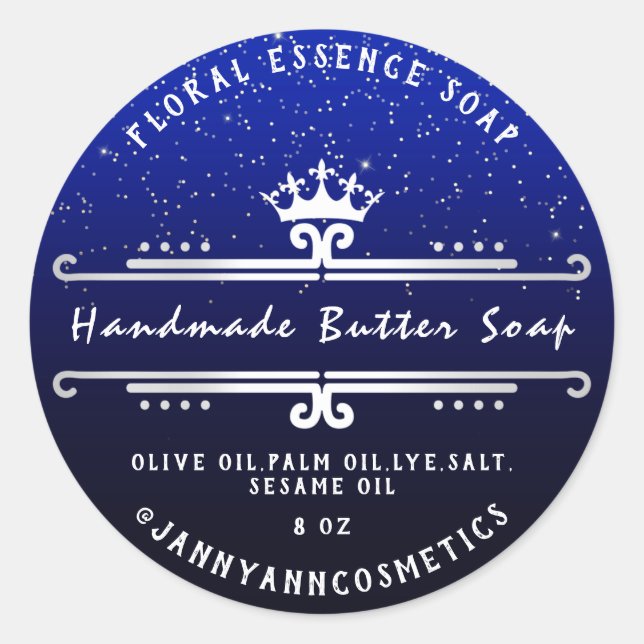 Sticker Rond Beurre de savon Cosmétique gris Royal Blue Navy (Devant)