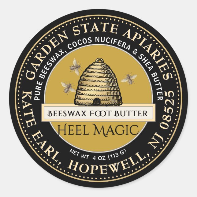 Sticker Rond Beurre de talon de cire d'abeille avec skep Vintag (Devant)