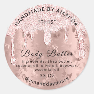Sticker Rond Beurre du corps Rose de produits gouttes Floral
