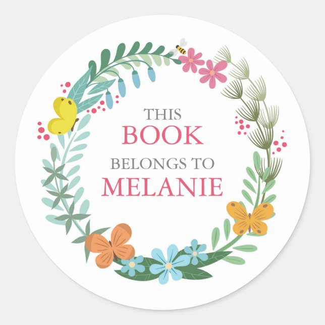 Sticker Rond Beurre floral Colorful Wreath Stick Plaque (Devant)