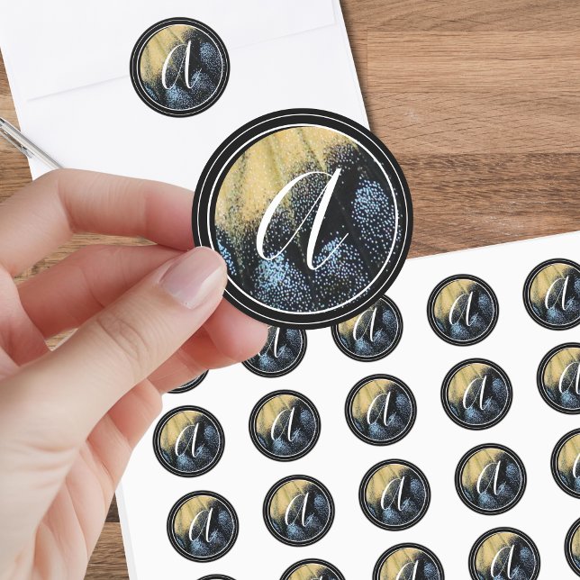 Sticker Rond Beurre simple aile jaune et bleu (Créateur téléchargé)