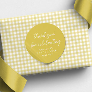 Sticker Rond Beurre simple baby shower jaune merci