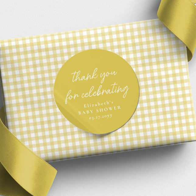 Sticker Rond Beurre simple baby shower jaune merci (Créateur téléchargé)