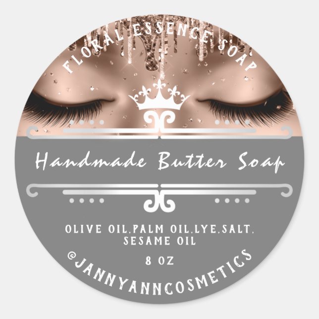 Sticker Rond Beurre Soap Cosmétique Gris Royal Princesse Eyelas (Devant)